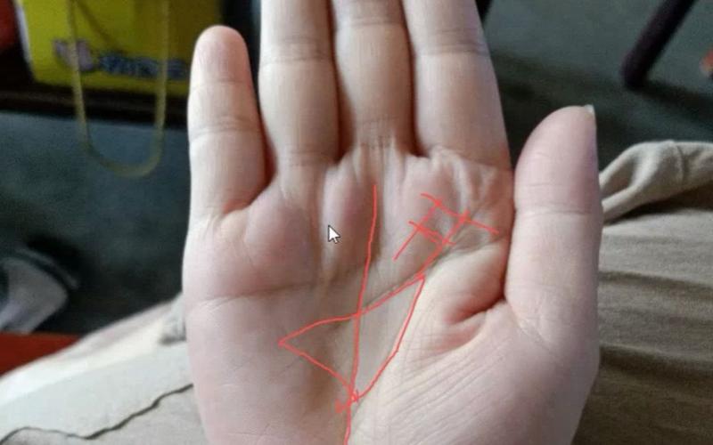 罕见的掌心三角形 手掌心超大三角形纹